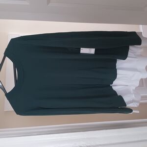 Green and White Layered Sweater